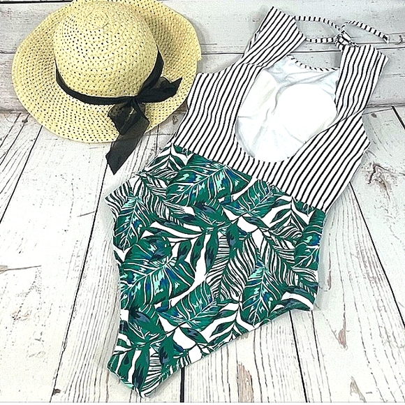 CUPSHE STRIPED FLORAL DESIGN 1 PIECE SWIM🩱 SUIT ⛱️ NWT🏷 VARIOUS SIZES BOUTIQUE - Picture 10 of 13